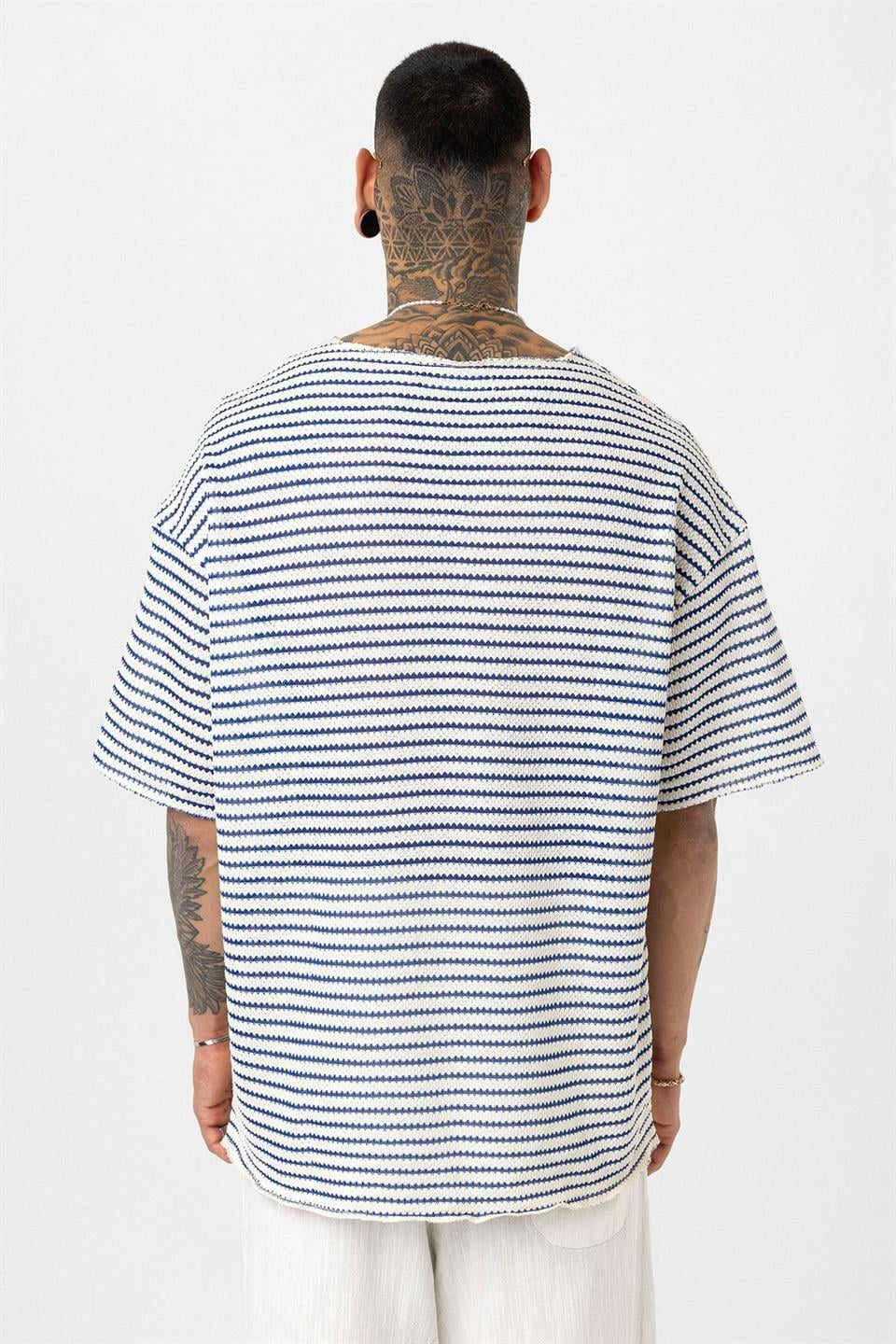 Striped Oversized Knit T-Shirt 30-773