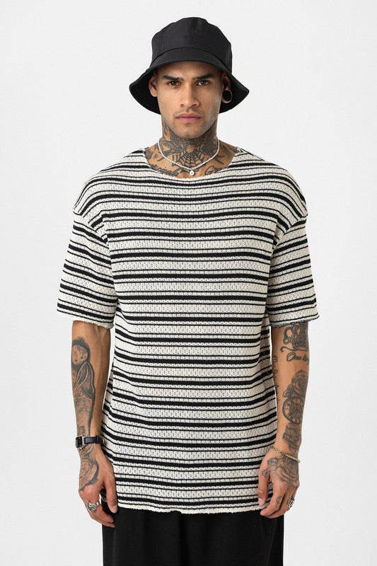 Oversized Striped Knit T-Shirt