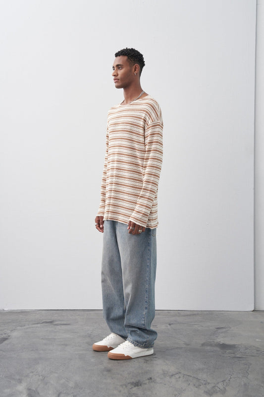 Oversized Striped Knit T-Shirt