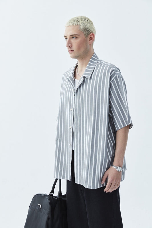 Striped Oversized Short-Sleeve Shirt