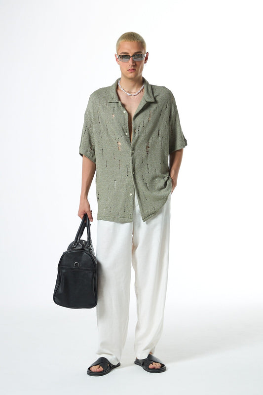 Oversized Knitted Shirt with Holes