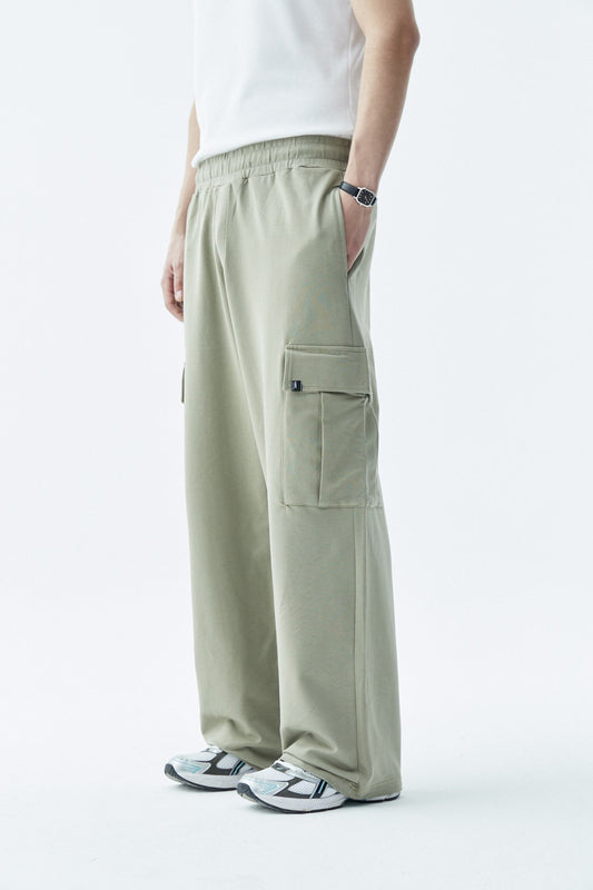 Waistband-Elastic Cargo Baggy Pants