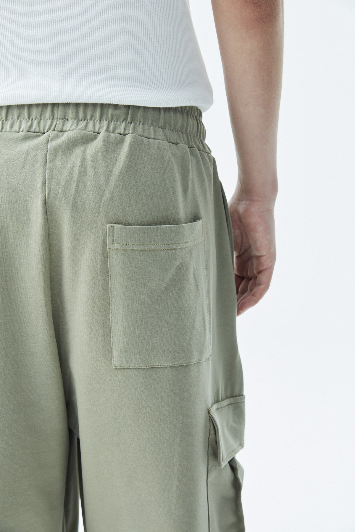 Waistband-Elastic Cargo Baggy Pants