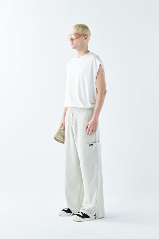 Oversized Sweatpants with Cuffed Legs and Side Pockets