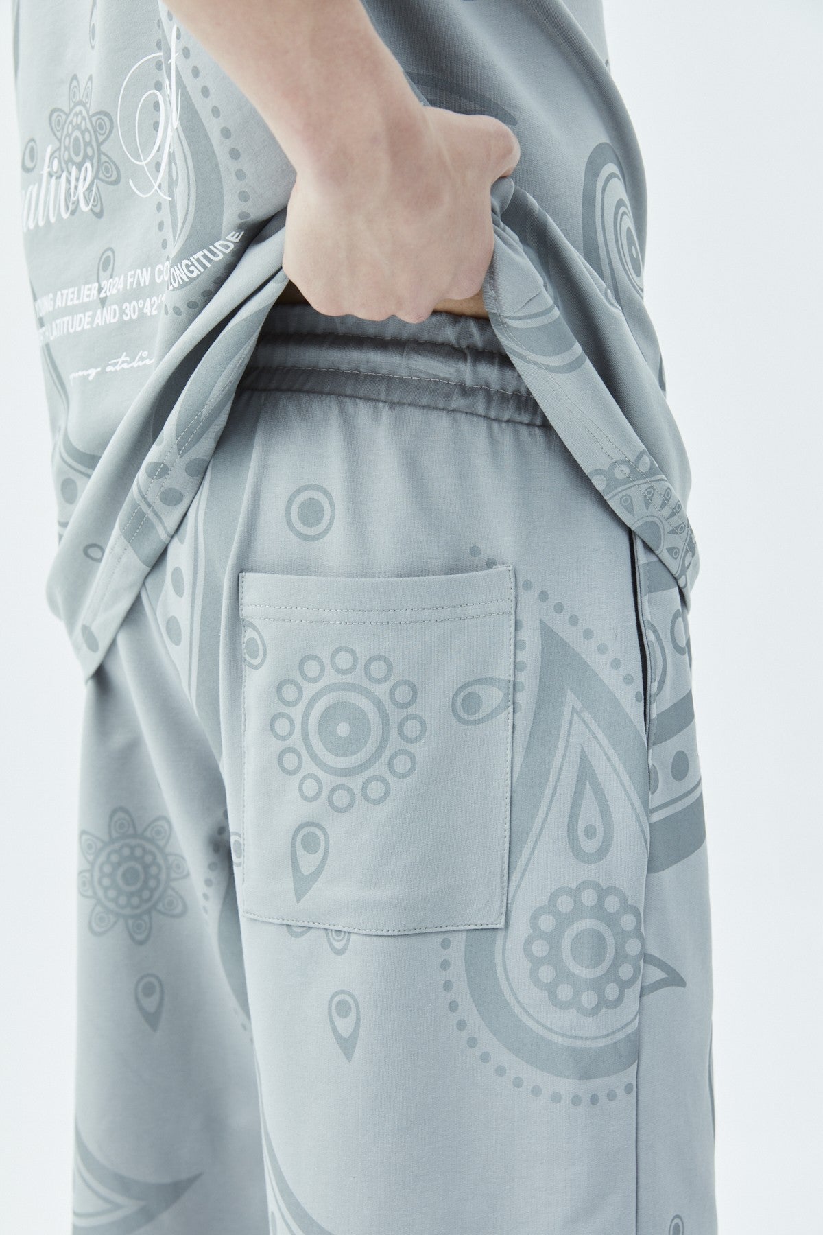 Oversized Patterned Shorts and T-Shirt Set