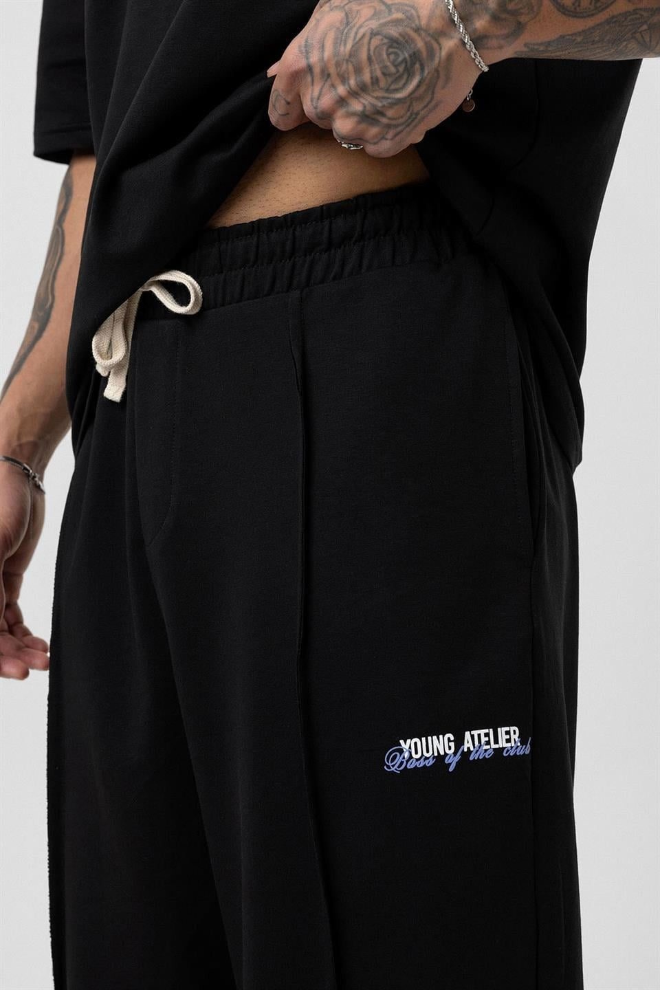 Oversized Sweatsuit Set with Slit Hem
