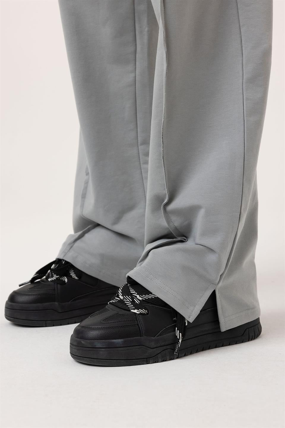 Oversized Sweatsuit Set with Slit Hem