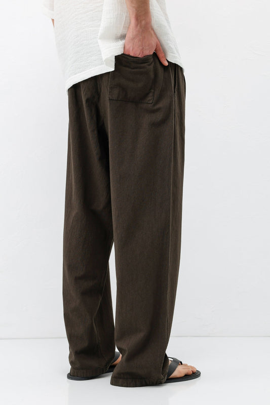 Oversized Linen Pants with Detailed Belt