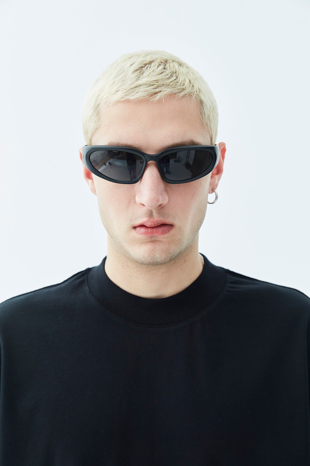 Oversized T-Shirt with Fisherman's Collar and Label Detail - Light Smoke