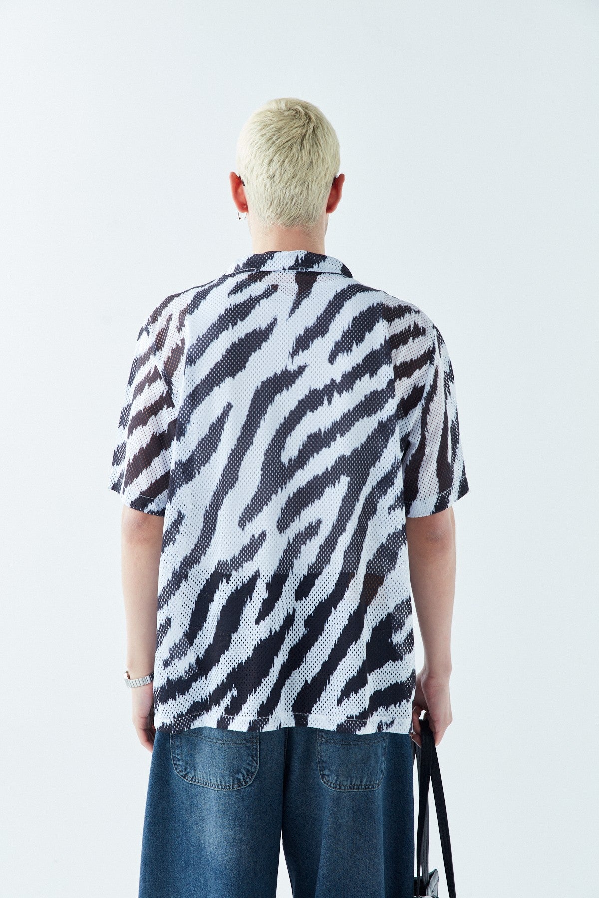 Patterned, Ribbed Oversized Shirt