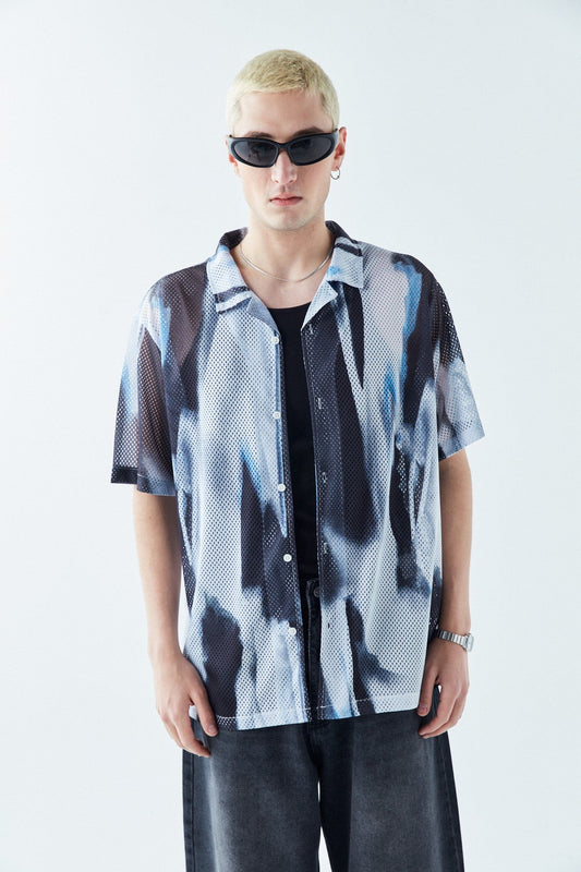 Patterned, Ribbed Oversized Shirt