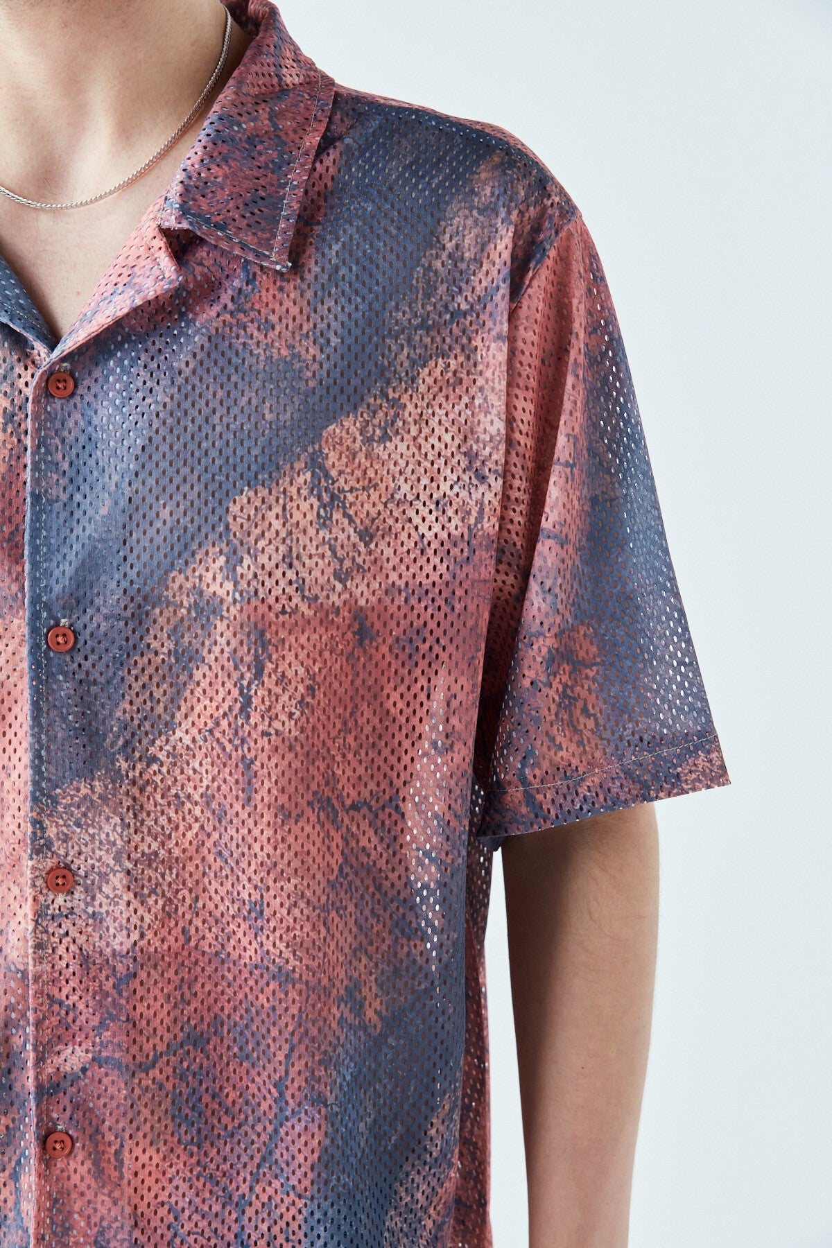 Patterned, Ribbed Oversized Shirt