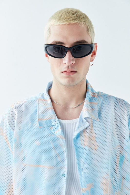 Patterned, Ribbed Oversized Shirt