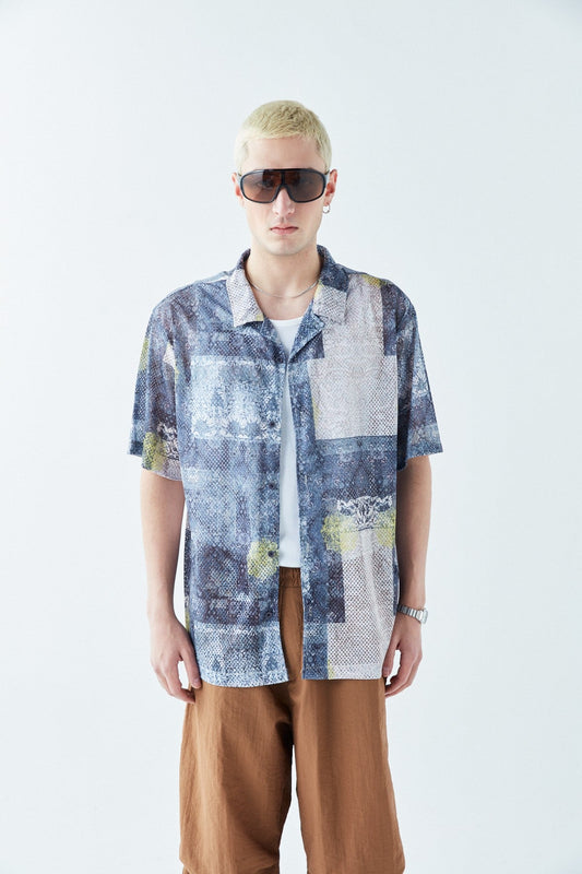 Patterned, Ribbed Oversized Shirt