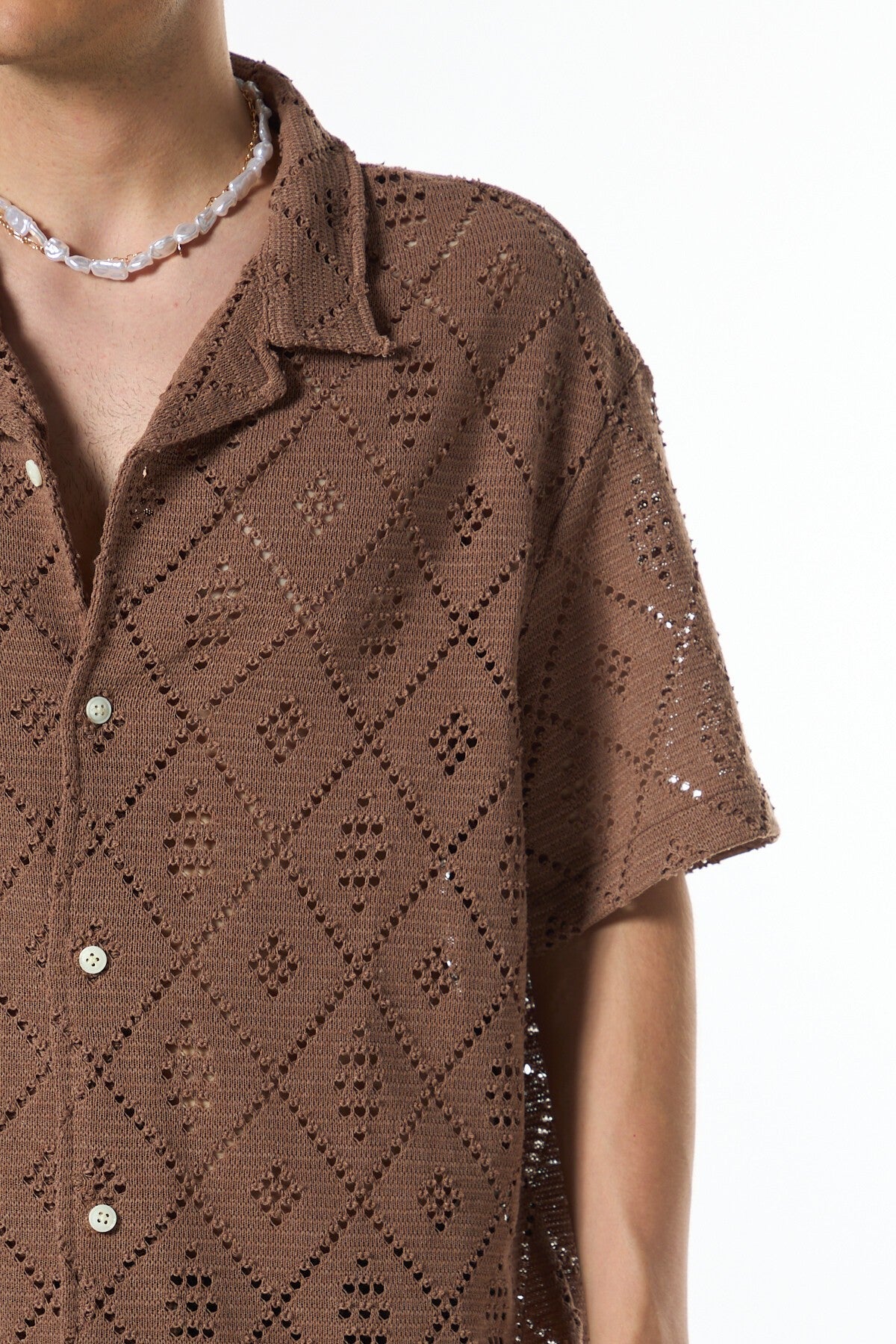 Oversized Short-Sleeve Knit Shirt