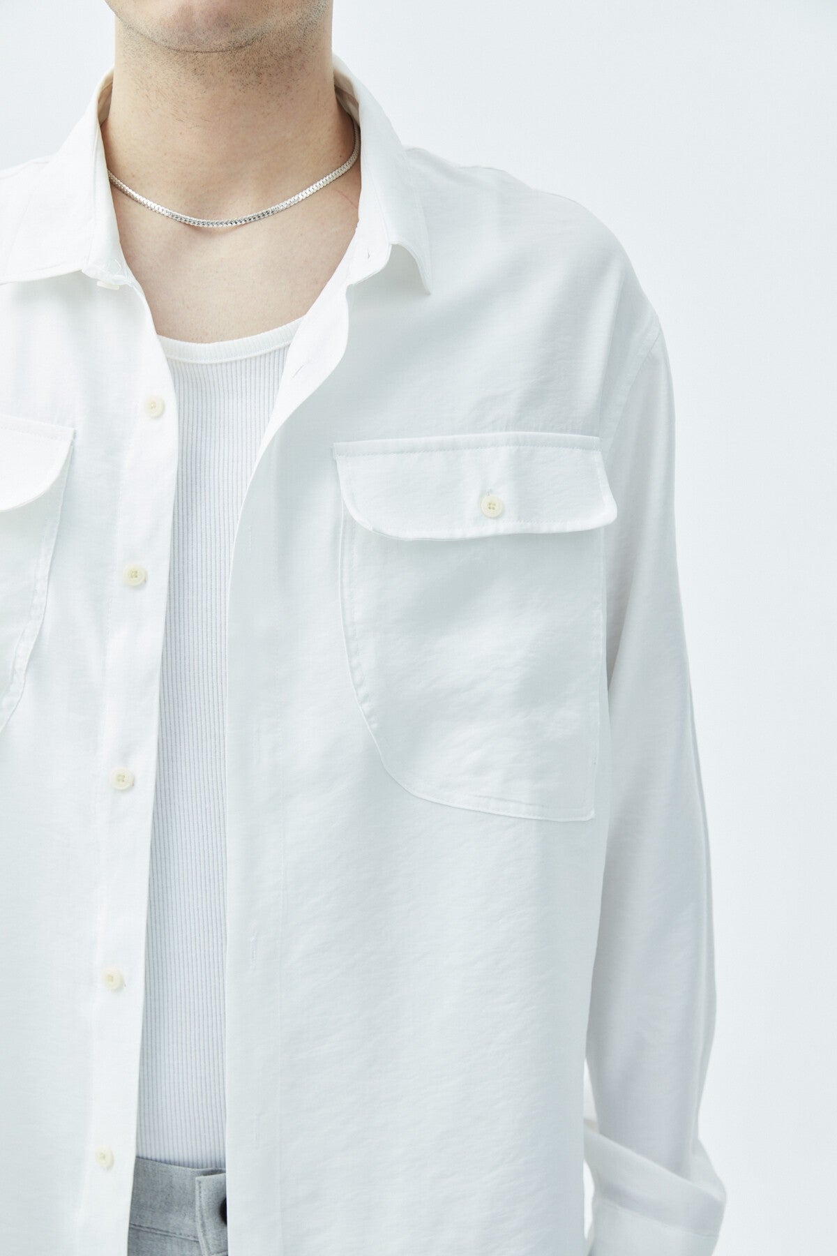 Long-Sleeve Modal Shirt with Double Pockets