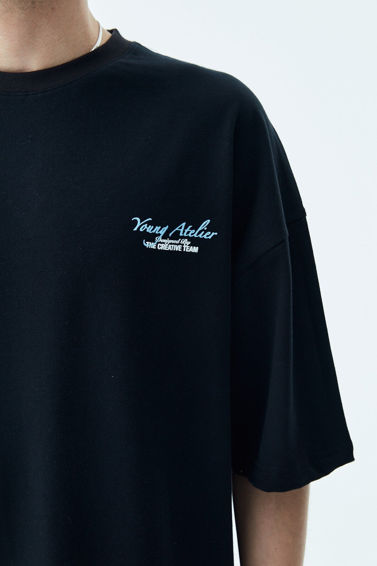 Oversized T-Shirt with Print—Light Gray