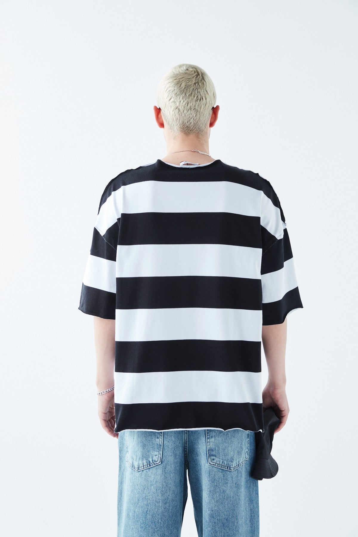Oversized 100% Cotton T-Shirt with Digital Print Stripes