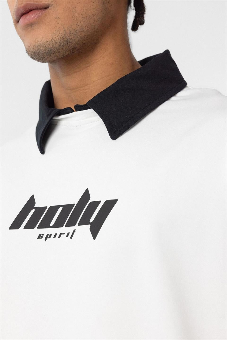 Oversized Printed T-Shirt with a Polo Collar