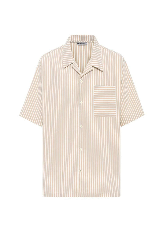 Striped Short-Sleeve Oversized Shirt
