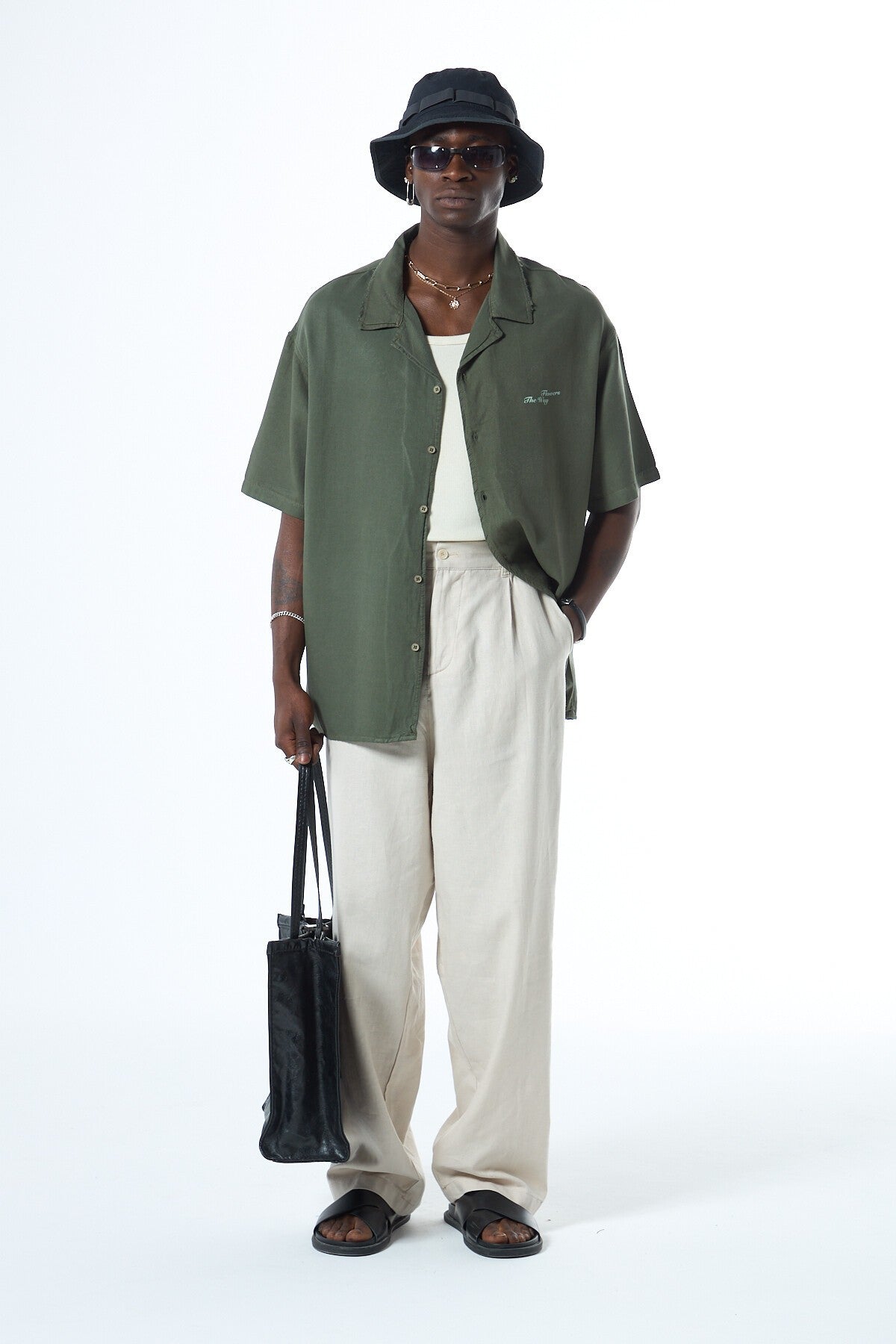 Oversized Short-Sleeve Shirt with Back Print, No Pockets, Washed Finish