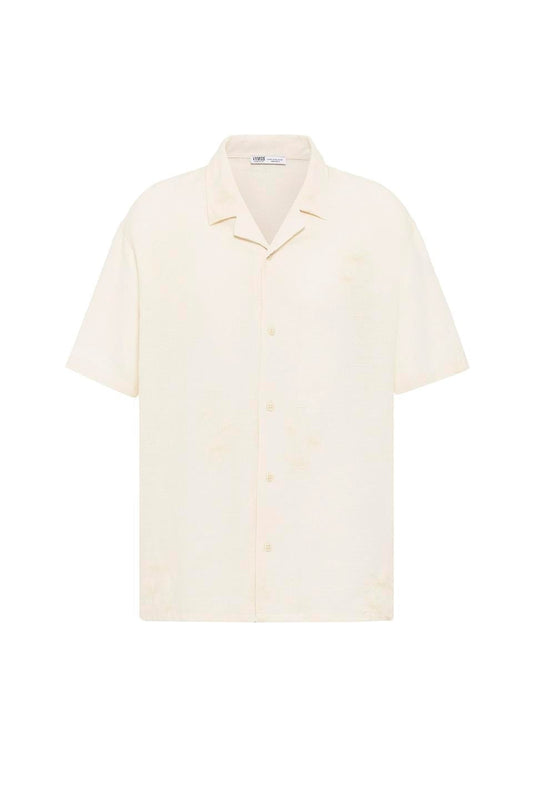 Oversized Short-Sleeve Shirt with Embroidery Details