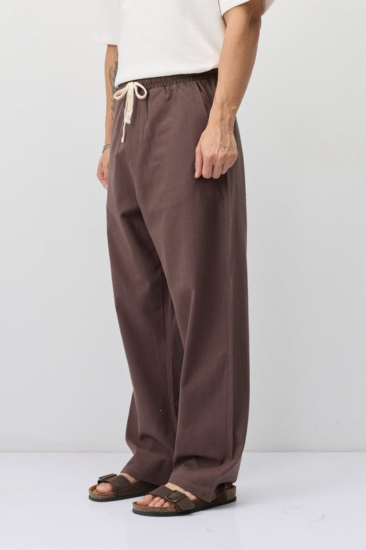 Lace-Up Baggy-Fit Linen Pants