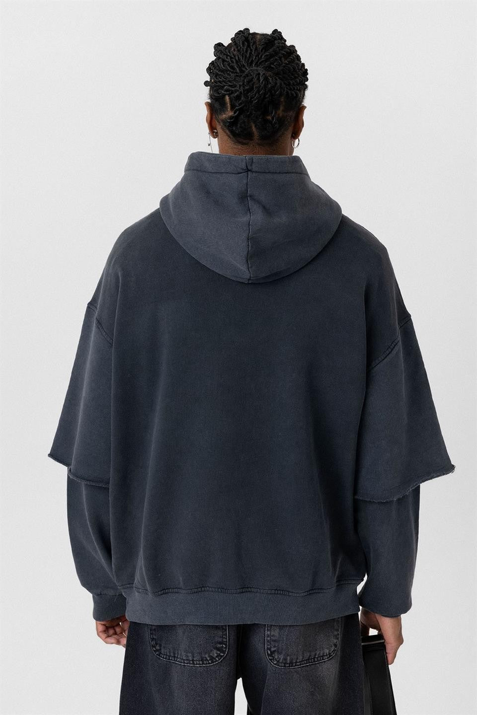 Oversized Printed Sweatshirt with Sleeve Details