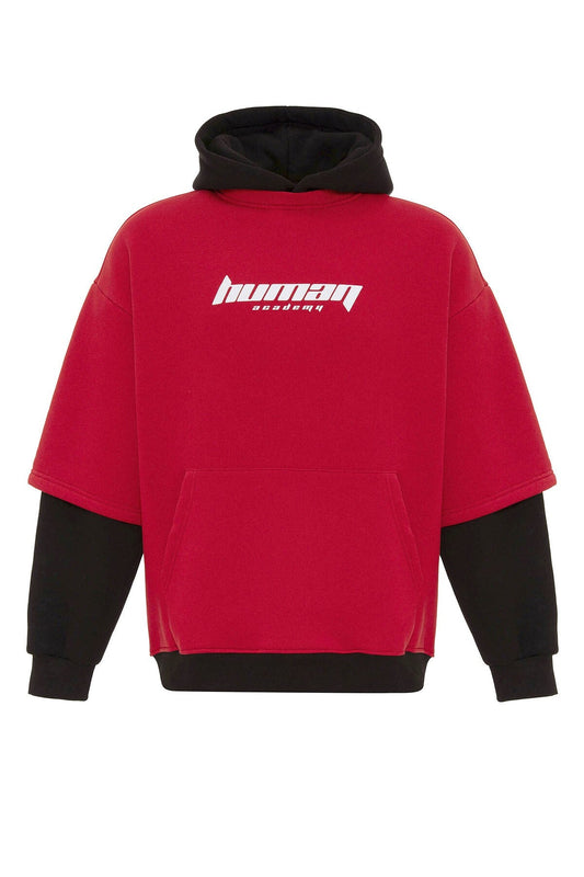 Oversized Sweatshirt with Printed Double-Sleeve Detail