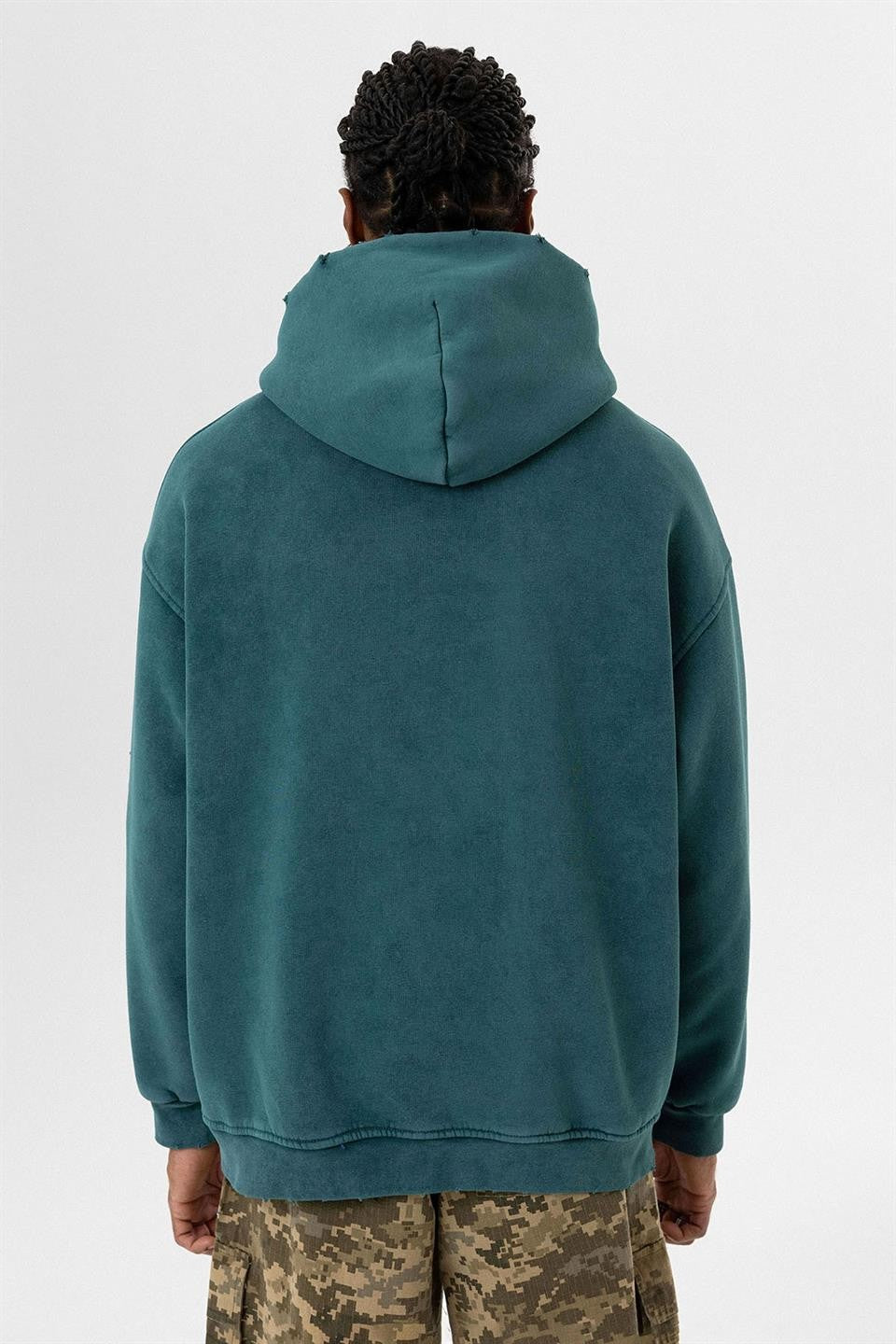Oversized Sweatshirt with Card-Print Detail and Washed Finish