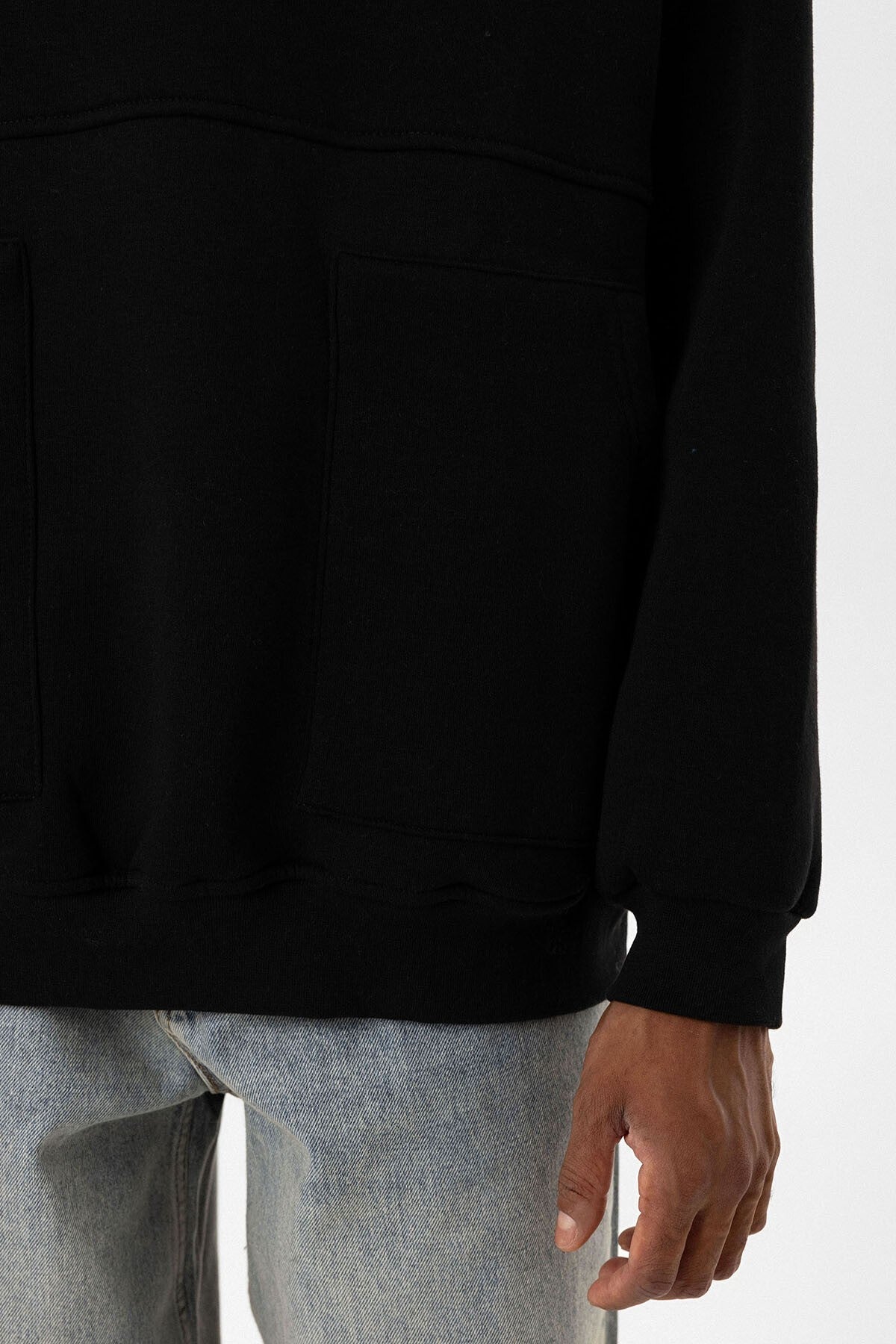 Hooded Sweatshirt with Double-Pocket Zipper Detail