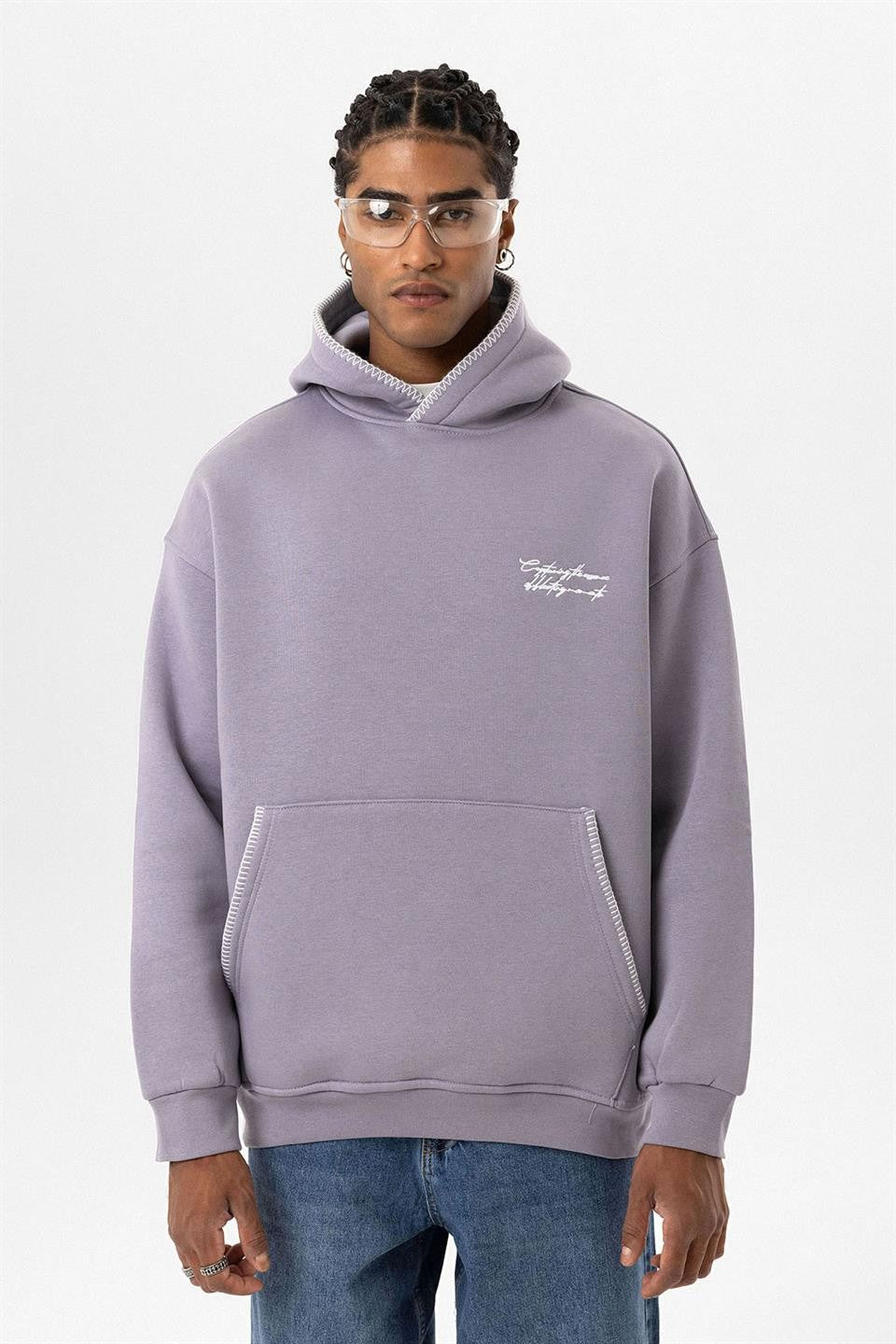 Printed Oversized Hooded Sweatshirt
