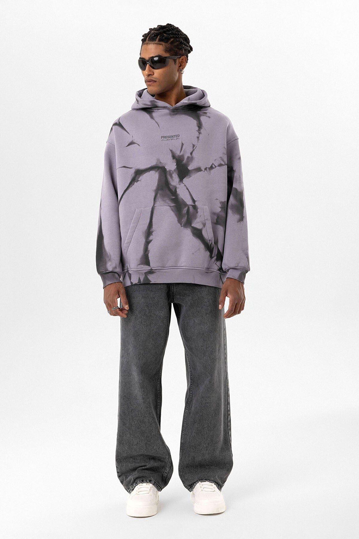 Color-Detailed Oversized Hooded Sweatshirt