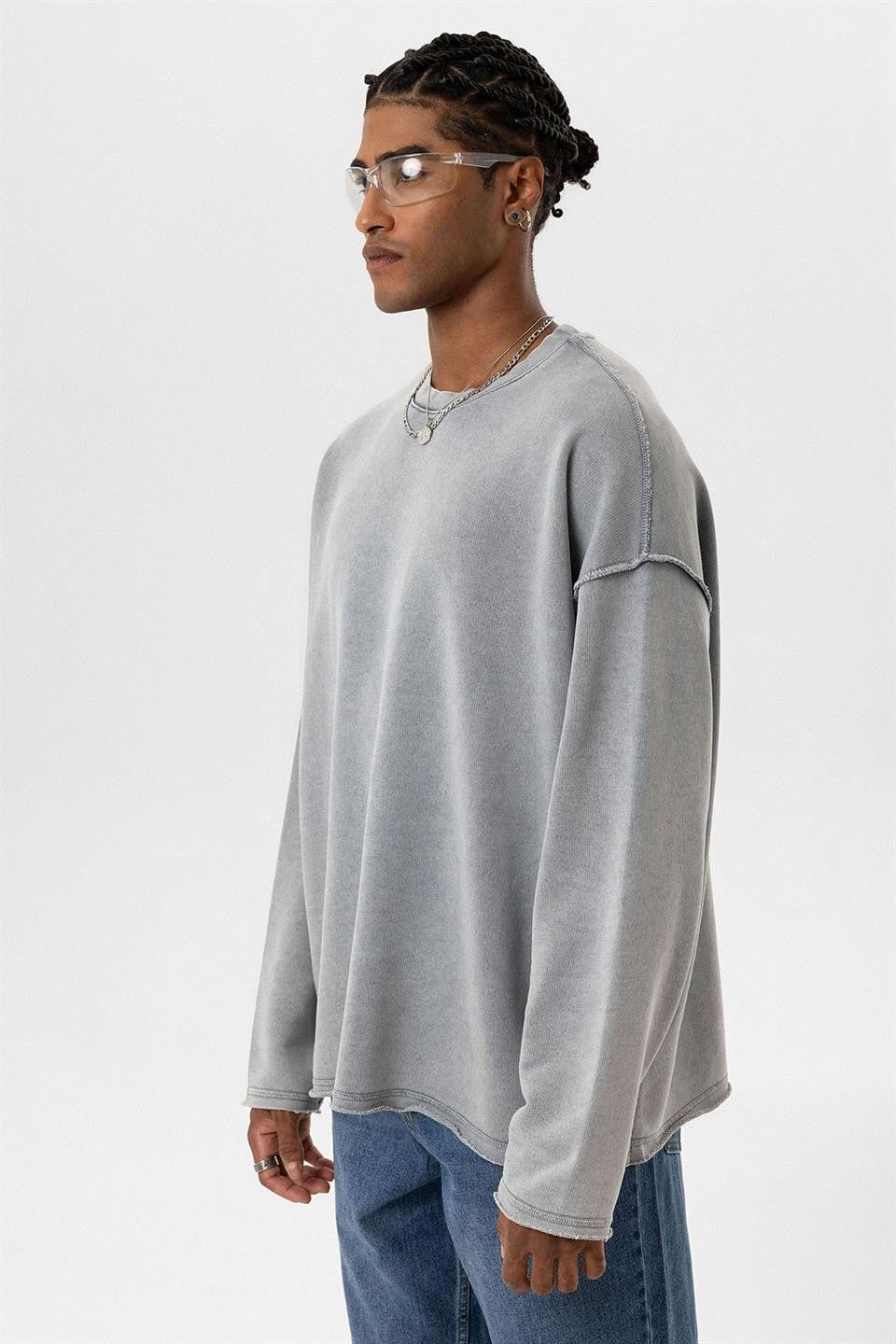 Oversized Sweatshirt with Washed Back Detail