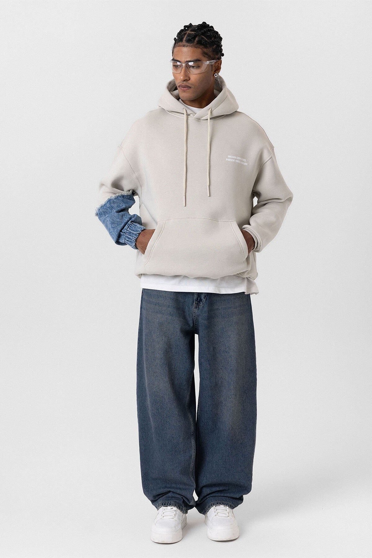 Oversized Hooded Sweatshirt with Sleeve Details