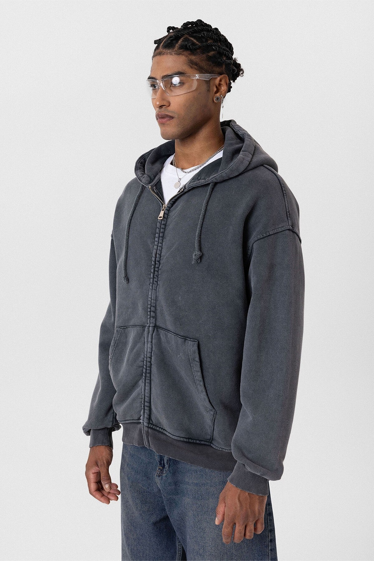 Premium Pre-Washed Oversized Sweatshirt with Zipper