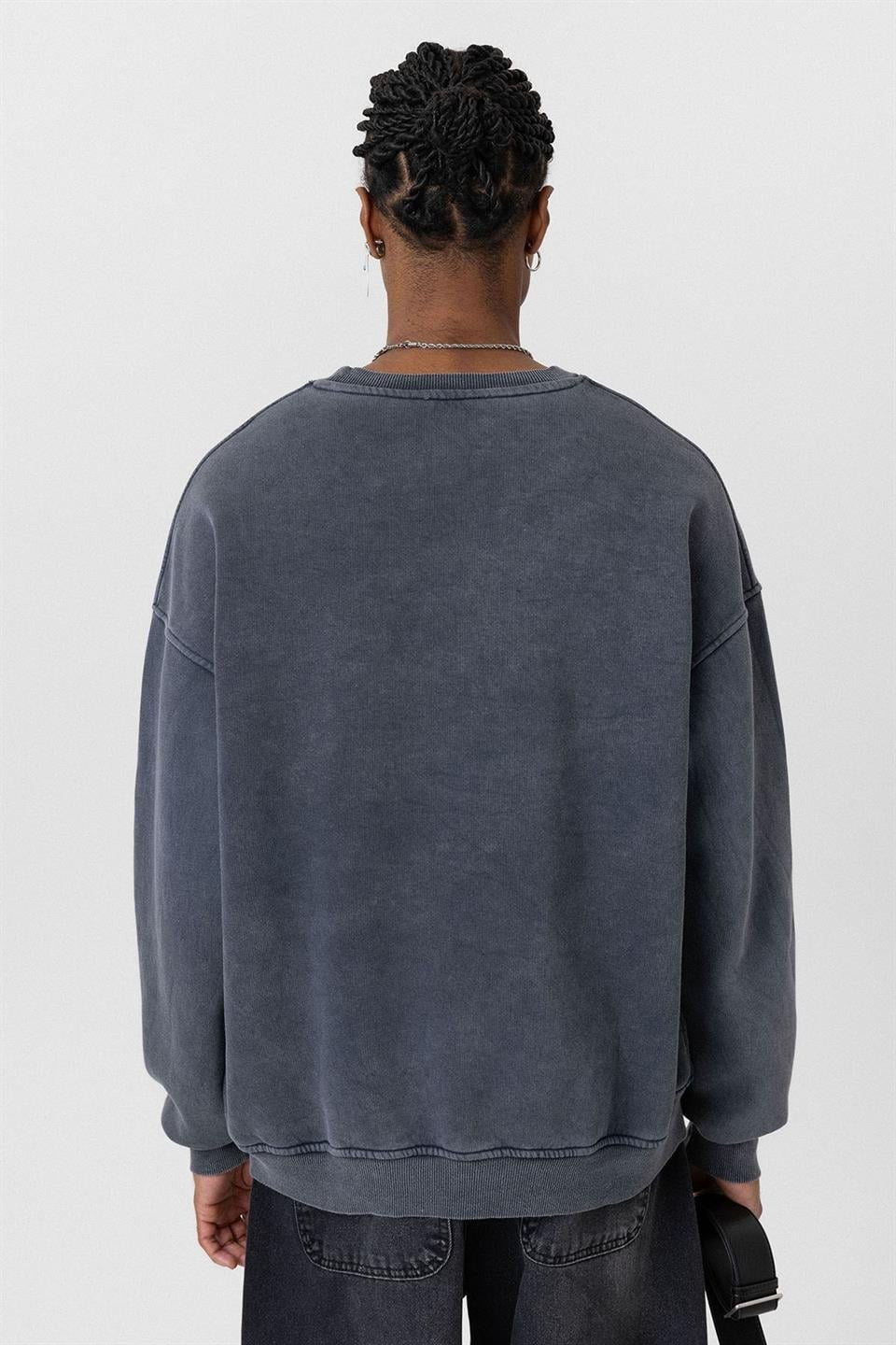Oversized Sweatshirt with Washed Pocket Detail