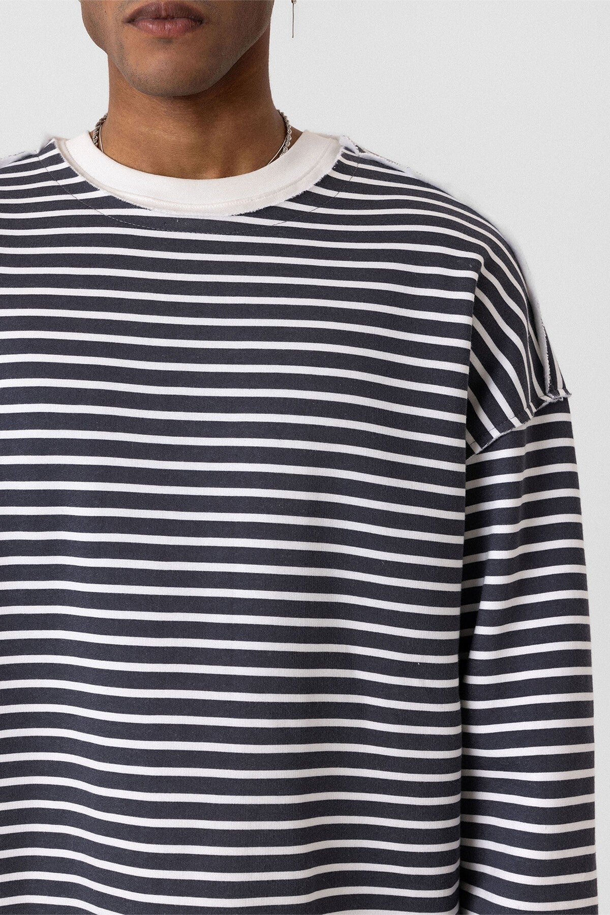 Oversized Sweatshirt with Collar Detail