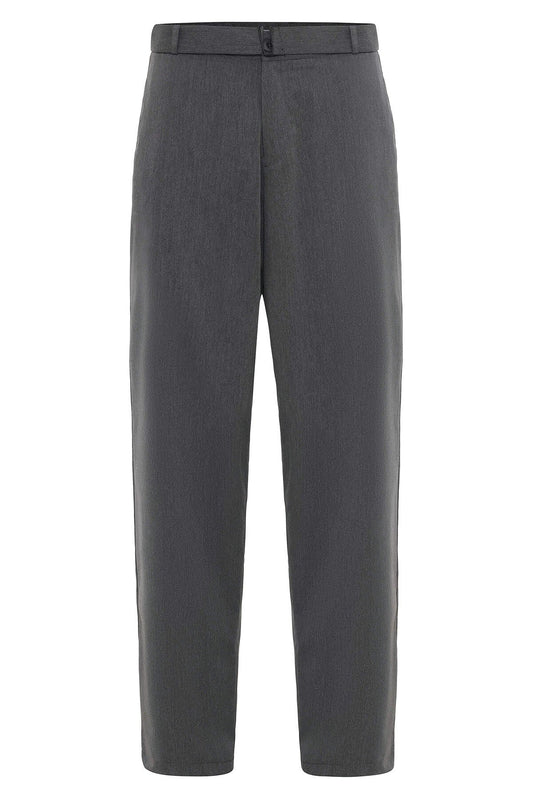Arched-Waist Baggy Fabric Pants
