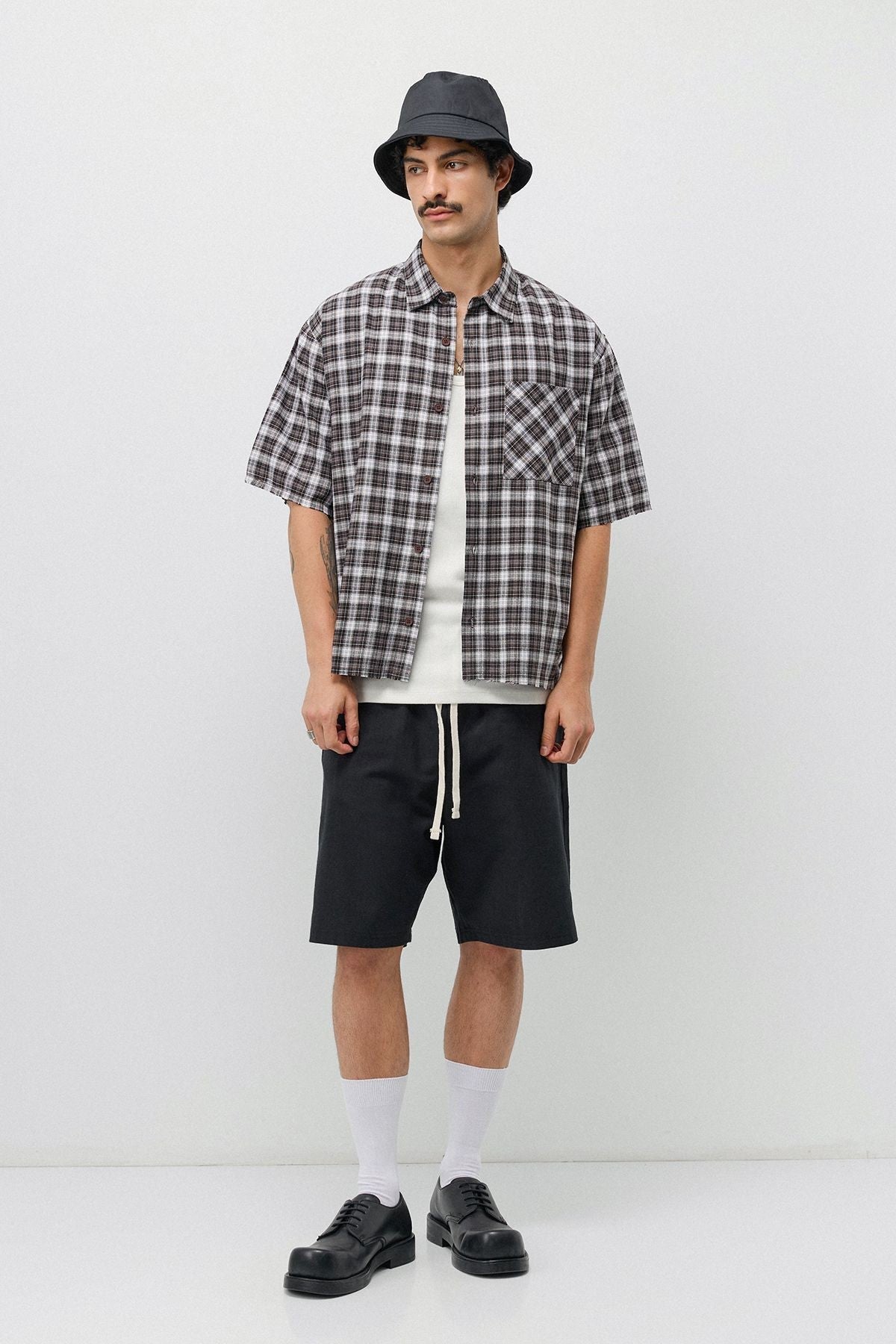 Boxy Fit Checkered Short-Sleeve Shirt
