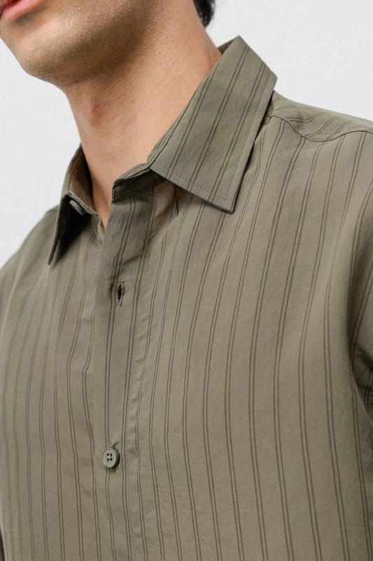Oversized Shirt with a Modal Blend and Fine Stripes