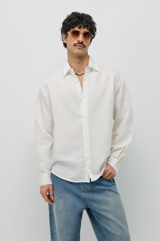 Oversized Shirt with a Modal Blend and Fine Stripes