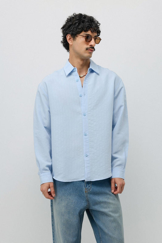 Oversized Shirt with a Modal Blend and Fine Stripes