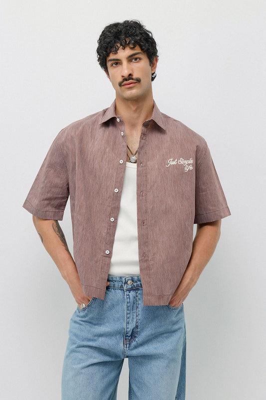 Embroidered Striped Box-Fit Shirt
