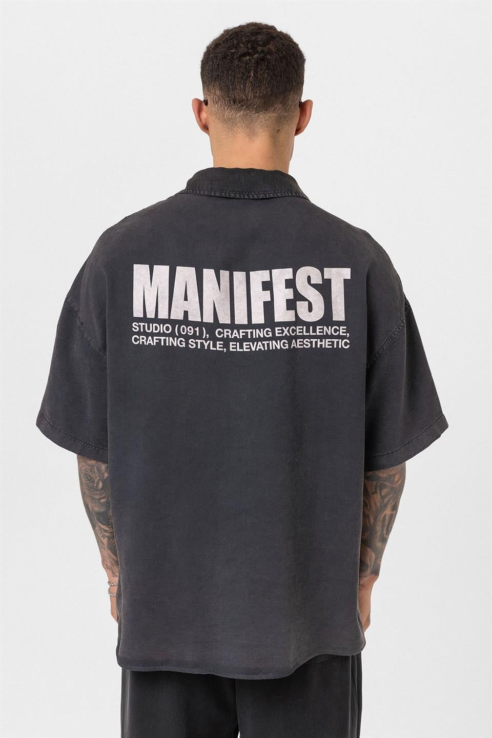 Oversized Printed Short-Sleeve Shirt (Washed)