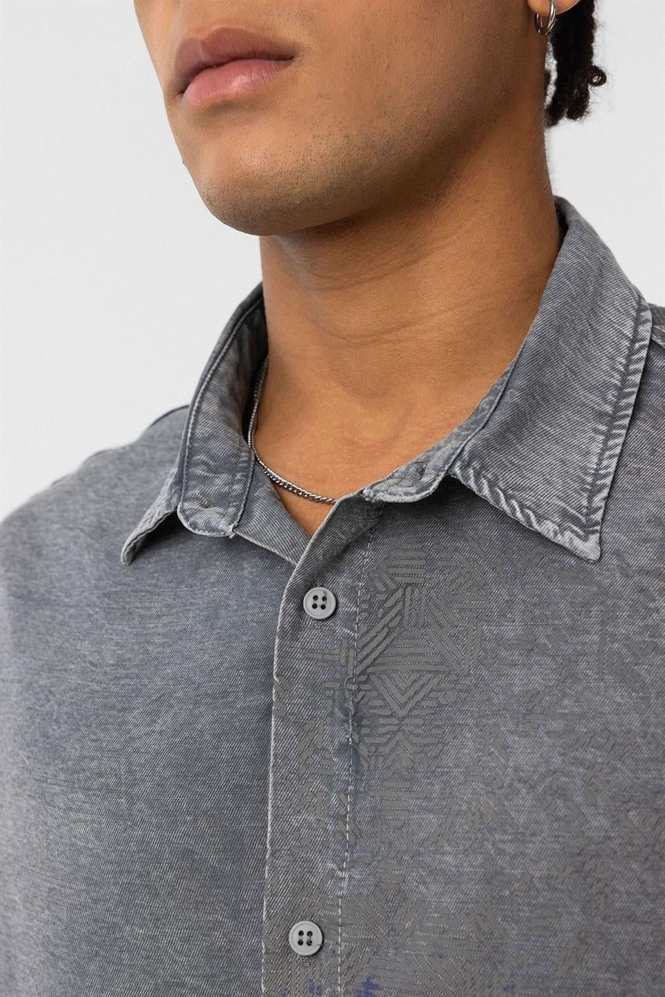 Oversized Short-Sleeve Tensel Shirt with a Washed Look