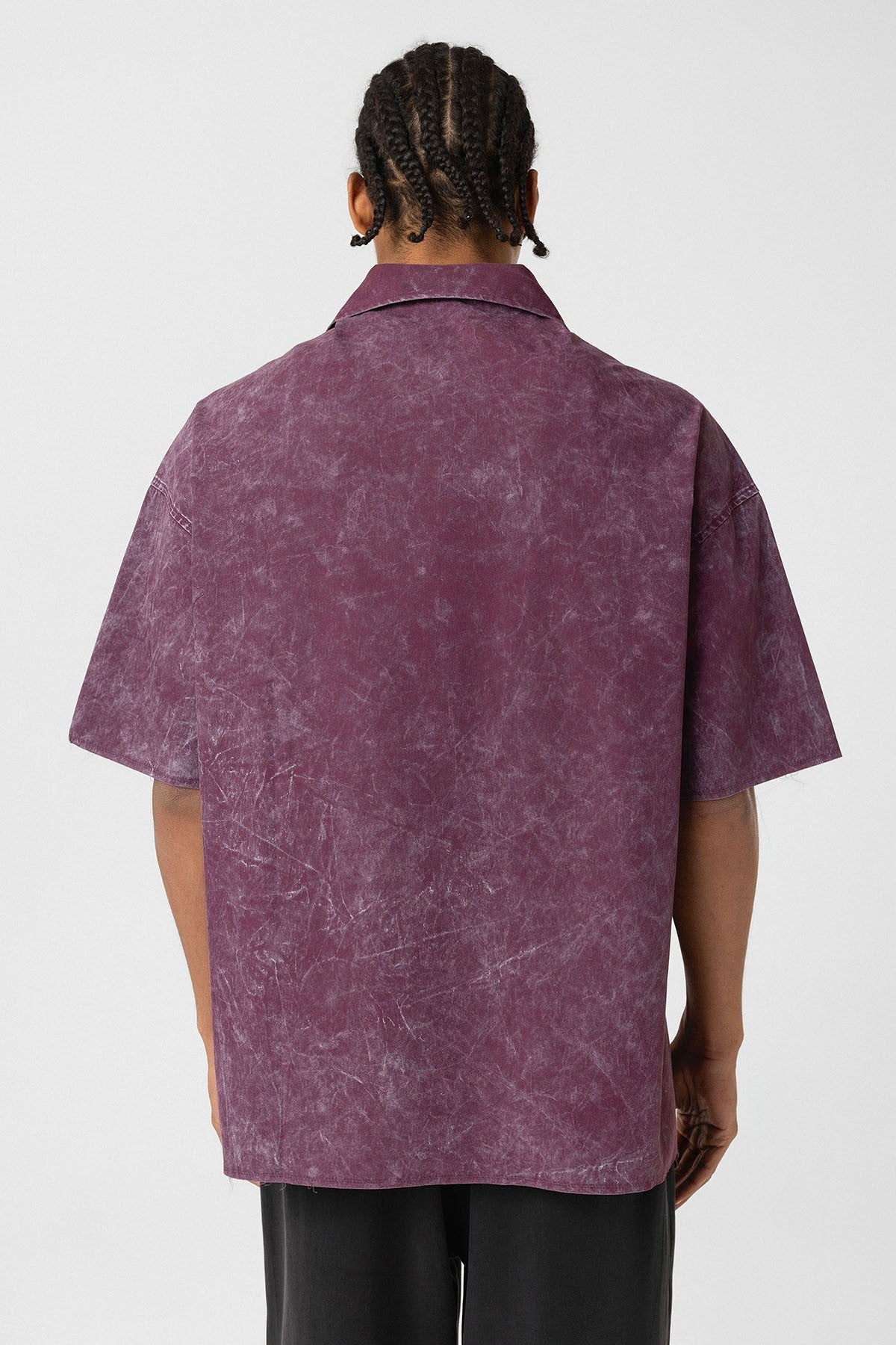 Oversized Short-Sleeve Shirt with Washed-Out Print