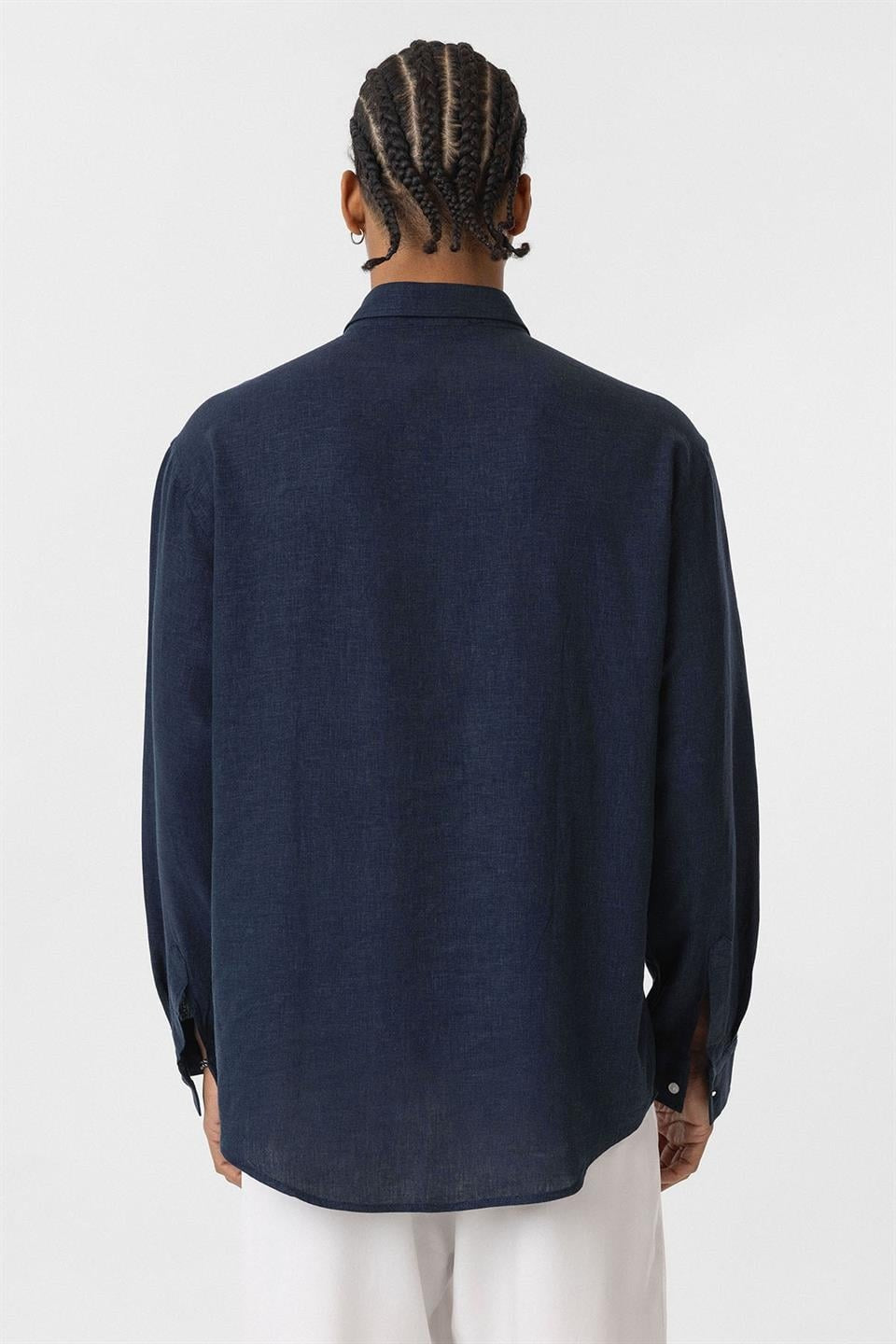 Oversized Long-Sleeve Shirt with Pocket Details