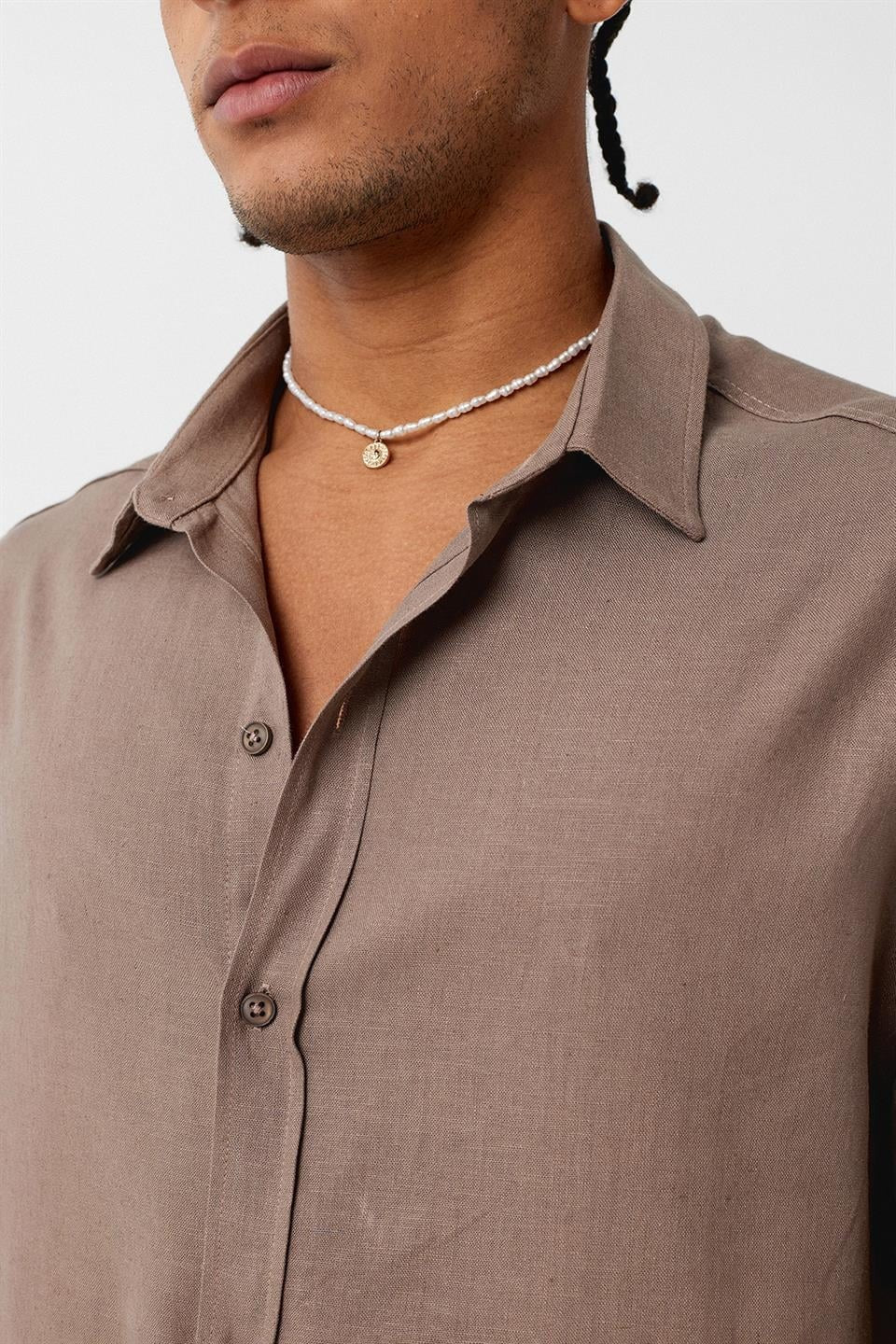 Basic Oversized Long-Sleeved Linen Shirt