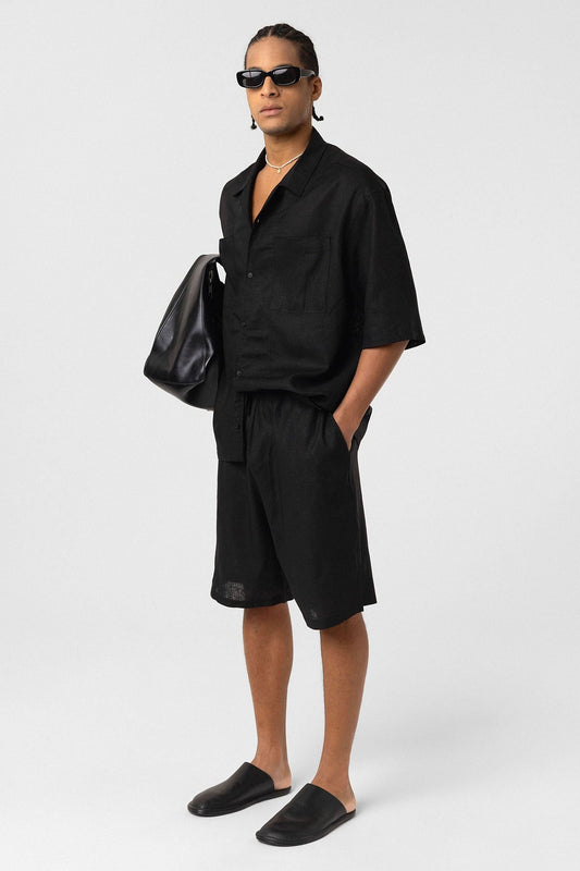 Oversized Linen Shirt with Two Pockets